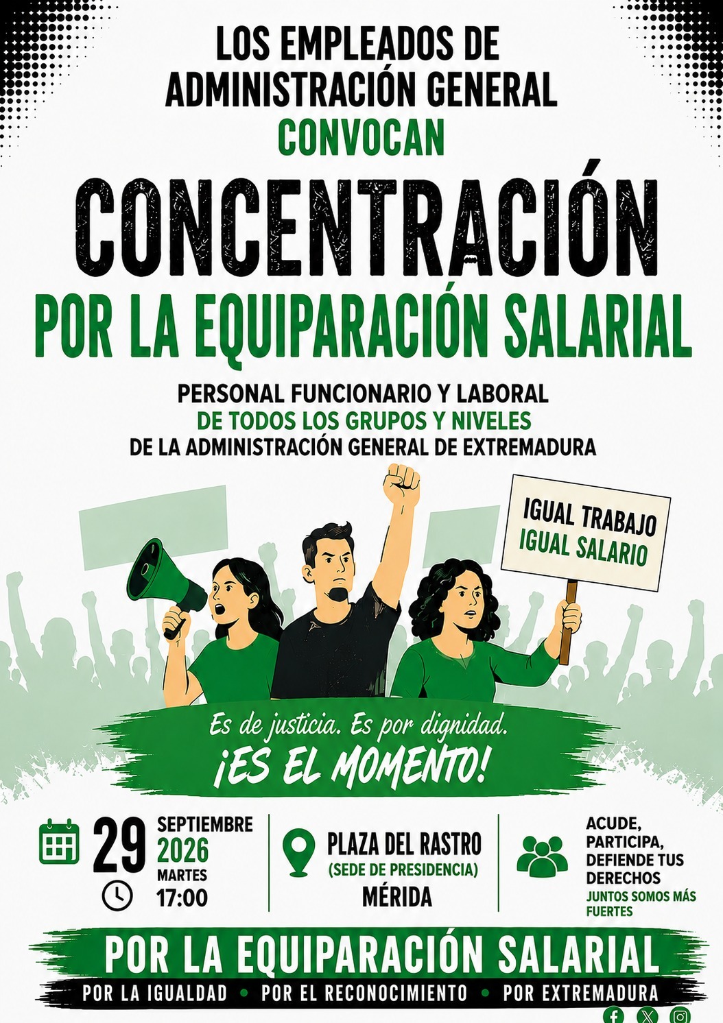 Concentración por la equiparación salarial de los empleados de la administración general de la Junta de Extremaduraº