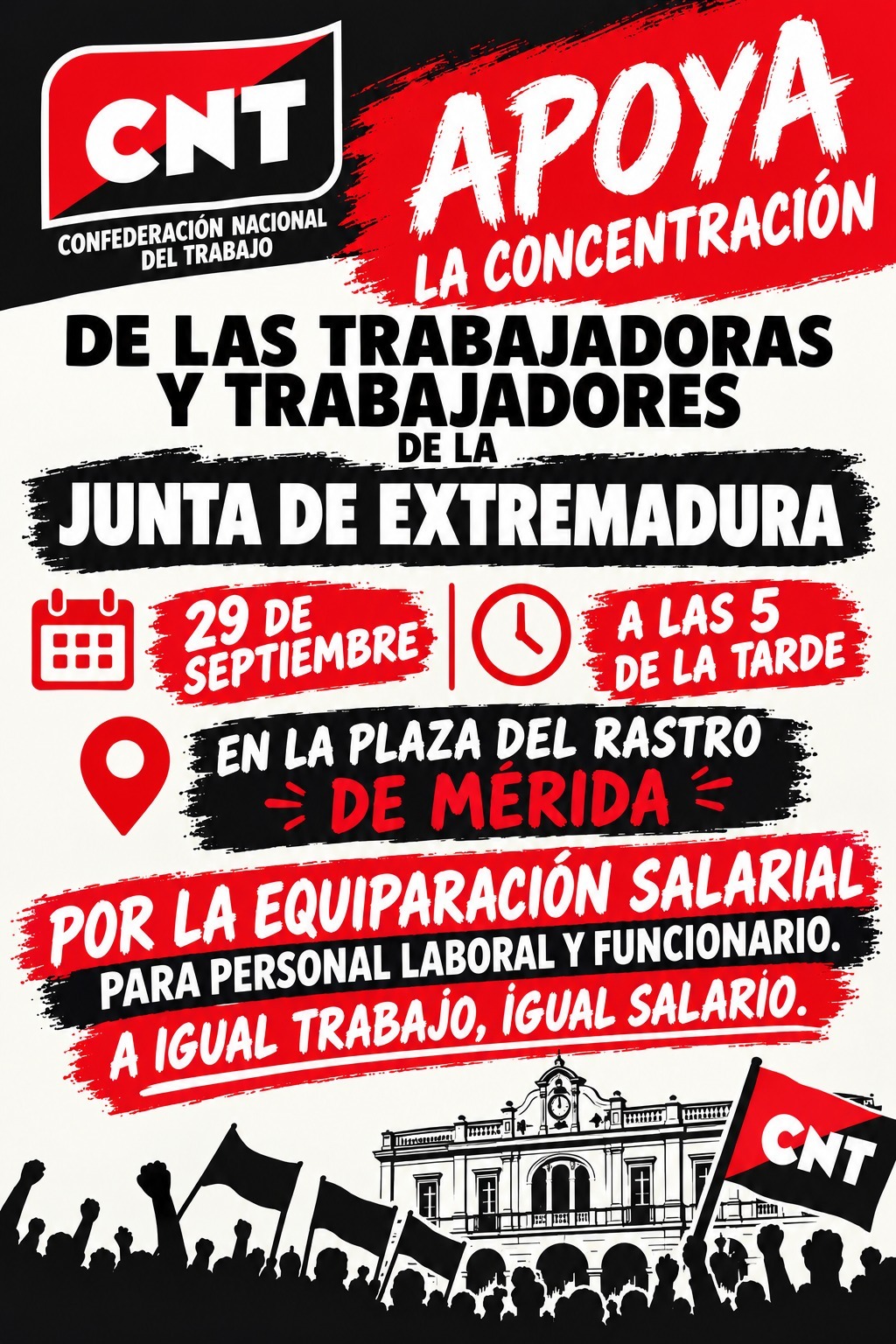 Concentración por la equiparación salarial de los empleados de la administración general de la Junta de Extremadura